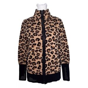 Rachel Zoe Cheetah Full Zip Sweater Cardigan Animal Print Fall Cozy Pockets SZ S